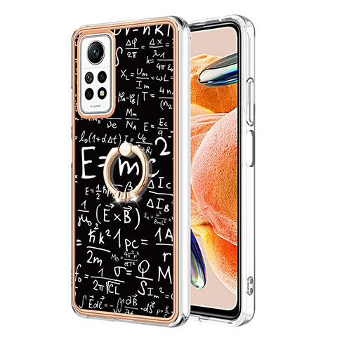 Coque Silicone Motif Fantaisie Souple Couleur Unie Etui Housse avec Support Bague Anneau YB1 pour Xiaomi Redmi Note 11 Pro 5G Noir