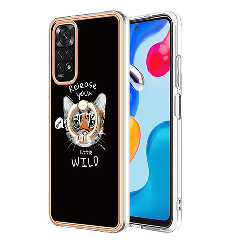 Coque Silicone Motif Fantaisie Souple Couleur Unie Etui Housse avec Support Bague Anneau YB1 pour Xiaomi Redmi Note 11S 4G Mixte