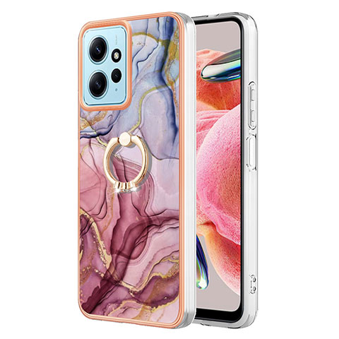 Coque Silicone Motif Fantaisie Souple Couleur Unie Etui Housse avec Support Bague Anneau YB1 pour Xiaomi Redmi Note 12 4G Mixte