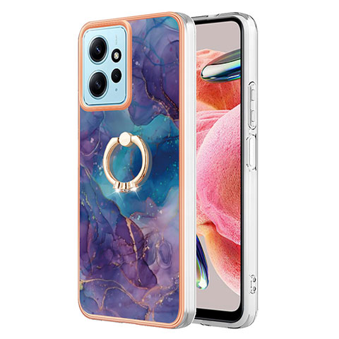 Coque Silicone Motif Fantaisie Souple Couleur Unie Etui Housse avec Support Bague Anneau YB1 pour Xiaomi Redmi Note 12 4G Violet