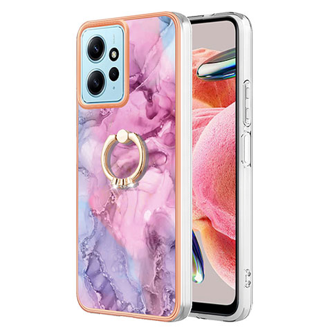 Coque Silicone Motif Fantaisie Souple Couleur Unie Etui Housse avec Support Bague Anneau YB1 pour Xiaomi Redmi Note 12 4G Violet Clair