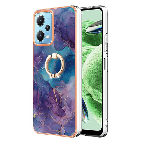 Coque Silicone Motif Fantaisie Souple Couleur Unie Etui Housse avec Support Bague Anneau YB1 pour Xiaomi Redmi Note 12 5G Violet