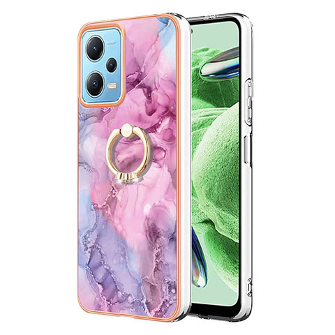 Coque Silicone Motif Fantaisie Souple Couleur Unie Etui Housse avec Support Bague Anneau YB1 pour Xiaomi Redmi Note 12 5G Violet Clair