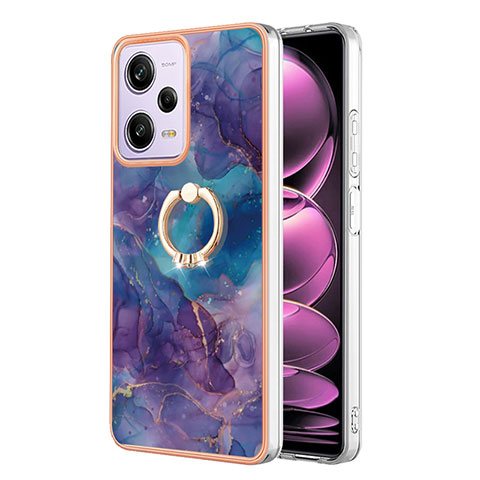 Coque Silicone Motif Fantaisie Souple Couleur Unie Etui Housse avec Support Bague Anneau YB1 pour Xiaomi Redmi Note 12 Pro 5G Violet