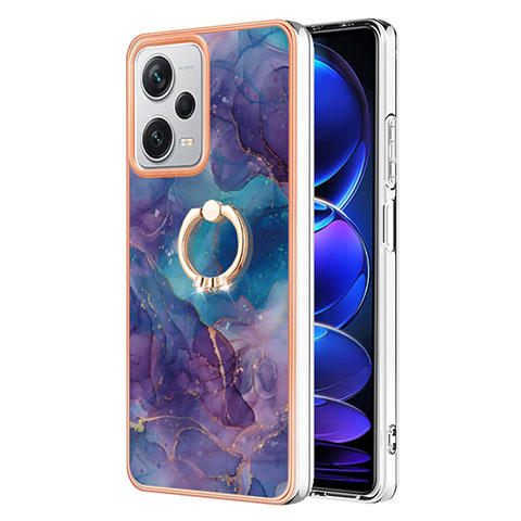 Coque Silicone Motif Fantaisie Souple Couleur Unie Etui Housse avec Support Bague Anneau YB1 pour Xiaomi Redmi Note 12 Pro+ Plus 5G Violet