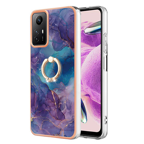 Coque Silicone Motif Fantaisie Souple Couleur Unie Etui Housse avec Support Bague Anneau YB1 pour Xiaomi Redmi Note 12S Violet