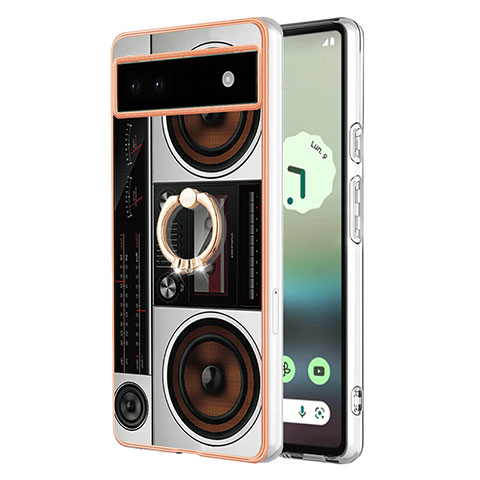 Coque Silicone Motif Fantaisie Souple Couleur Unie Etui Housse avec Support Bague Anneau YB2 pour Google Pixel 6a 5G Colorful