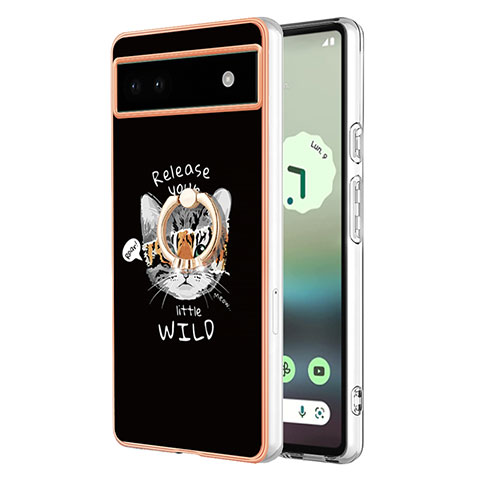 Coque Silicone Motif Fantaisie Souple Couleur Unie Etui Housse avec Support Bague Anneau YB2 pour Google Pixel 6a 5G Mixte