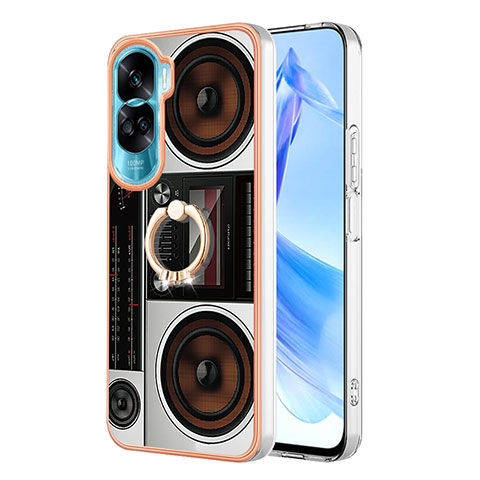 Coque Silicone Motif Fantaisie Souple Couleur Unie Etui Housse avec Support Bague Anneau YB2 pour Huawei Honor 90 Lite 5G Colorful