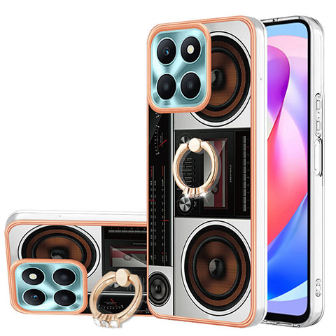 Coque Silicone Motif Fantaisie Souple Couleur Unie Etui Housse avec Support Bague Anneau YB2 pour Huawei Honor X6a Colorful