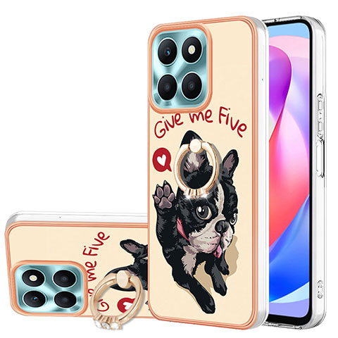 Coque Silicone Motif Fantaisie Souple Couleur Unie Etui Housse avec Support Bague Anneau YB2 pour Huawei Honor X6a Kaki