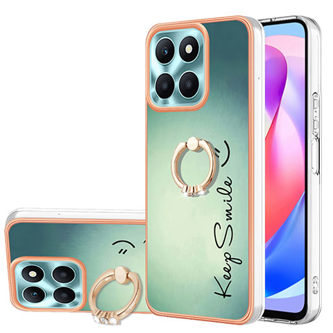 Coque Silicone Motif Fantaisie Souple Couleur Unie Etui Housse avec Support Bague Anneau YB2 pour Huawei Honor X6a Vert