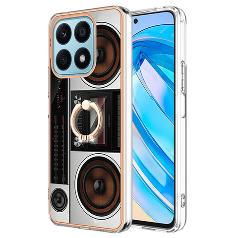 Coque Silicone Motif Fantaisie Souple Couleur Unie Etui Housse avec Support Bague Anneau YB2 pour Huawei Honor X8a 4G Colorful