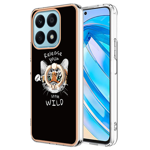 Coque Silicone Motif Fantaisie Souple Couleur Unie Etui Housse avec Support Bague Anneau YB2 pour Huawei Honor X8a 4G Mixte