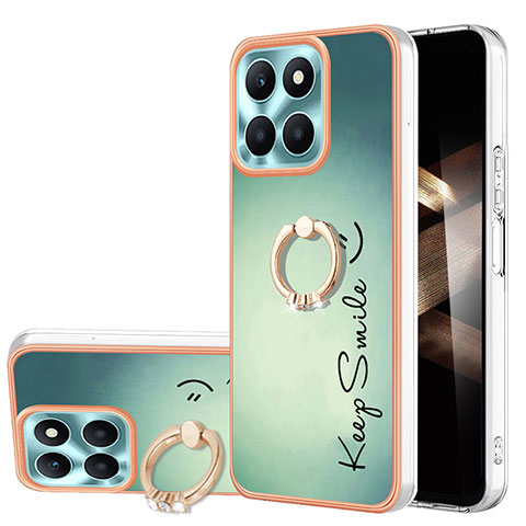 Coque Silicone Motif Fantaisie Souple Couleur Unie Etui Housse avec Support Bague Anneau YB2 pour Huawei Honor X8b Vert