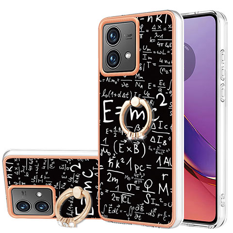 Coque Silicone Motif Fantaisie Souple Couleur Unie Etui Housse avec Support Bague Anneau YB2 pour Motorola Moto G84 5G Noir