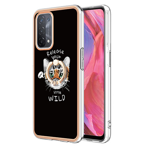 Coque Silicone Motif Fantaisie Souple Couleur Unie Etui Housse avec Support Bague Anneau YB2 pour Oppo A74 5G Mixte