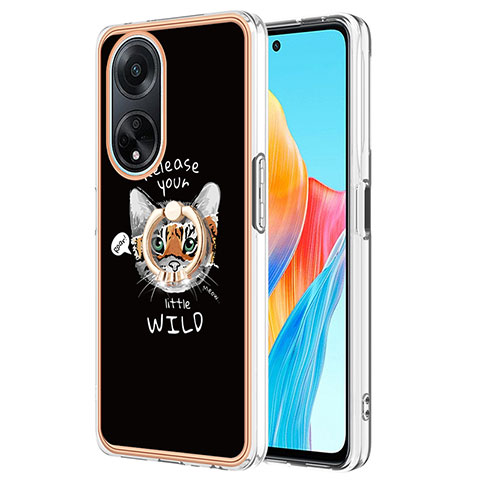 Coque Silicone Motif Fantaisie Souple Couleur Unie Etui Housse avec Support Bague Anneau YB2 pour Oppo A98 5G Mixte