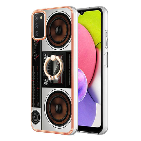 Coque Silicone Motif Fantaisie Souple Couleur Unie Etui Housse avec Support Bague Anneau YB2 pour Samsung Galaxy A02s Colorful