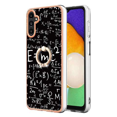 Coque Silicone Motif Fantaisie Souple Couleur Unie Etui Housse avec Support Bague Anneau YB2 pour Samsung Galaxy A04s Noir