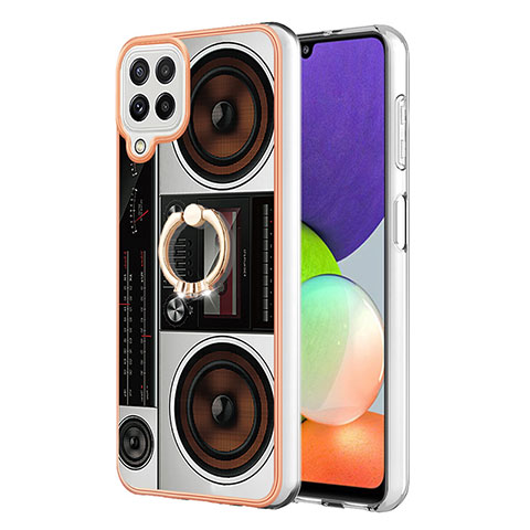 Coque Silicone Motif Fantaisie Souple Couleur Unie Etui Housse avec Support Bague Anneau YB2 pour Samsung Galaxy A22 4G Colorful