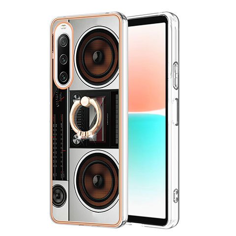 Coque Silicone Motif Fantaisie Souple Couleur Unie Etui Housse avec Support Bague Anneau YB2 pour Sony Xperia 10 IV Colorful