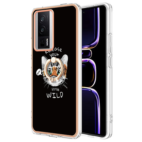 Coque Silicone Motif Fantaisie Souple Couleur Unie Etui Housse avec Support Bague Anneau YB2 pour Xiaomi Redmi K60 5G Mixte