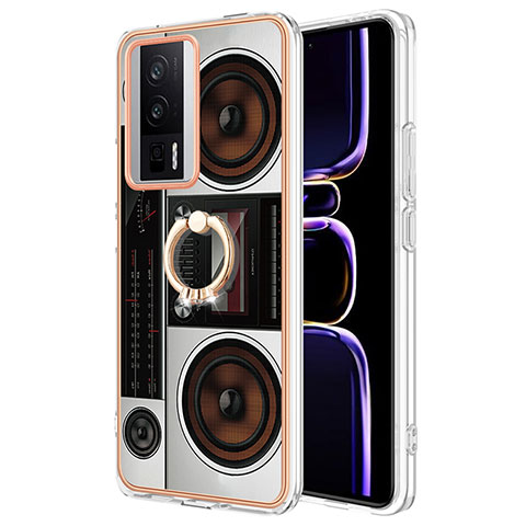 Coque Silicone Motif Fantaisie Souple Couleur Unie Etui Housse avec Support Bague Anneau YB2 pour Xiaomi Redmi K60 Pro 5G Colorful