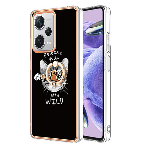 Coque Silicone Motif Fantaisie Souple Couleur Unie Etui Housse avec Support Bague Anneau YB2 pour Xiaomi Redmi Note 12 Pro+ Plus 5G Mixte