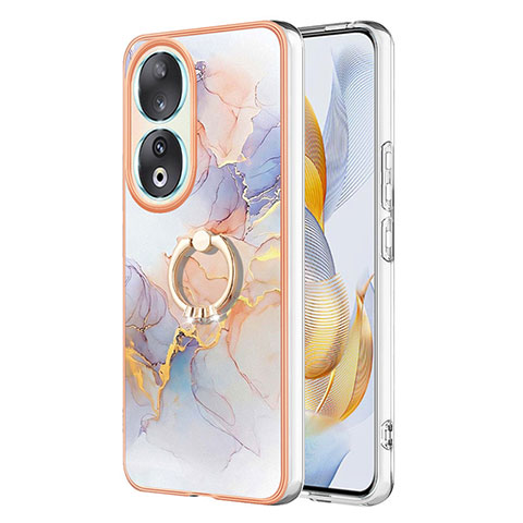 Coque Silicone Motif Fantaisie Souple Couleur Unie Etui Housse avec Support Bague Anneau YB3 pour Huawei Honor 90 5G Violet Clair