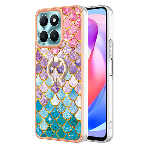 Coque Silicone Motif Fantaisie Souple Couleur Unie Etui Housse avec Support Bague Anneau YB3 pour Huawei Honor X6a Colorful