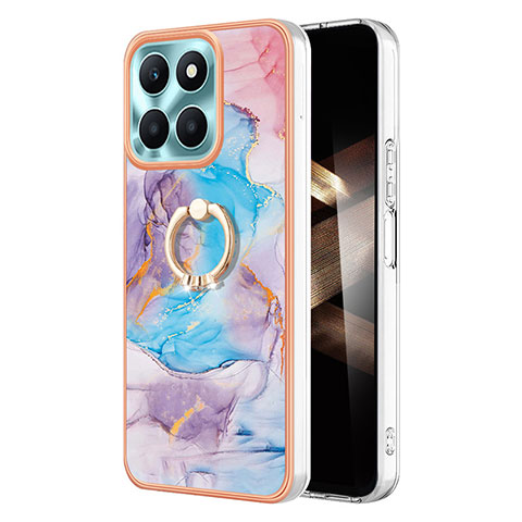 Coque Silicone Motif Fantaisie Souple Couleur Unie Etui Housse avec Support Bague Anneau YB3 pour Huawei Honor X8b Bleu