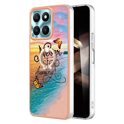 Coque Silicone Motif Fantaisie Souple Couleur Unie Etui Housse avec Support Bague Anneau YB3 pour Huawei Honor X8b Mixte