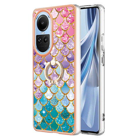 Coque Silicone Motif Fantaisie Souple Couleur Unie Etui Housse avec Support Bague Anneau YB3 pour Oppo Reno10 5G Colorful