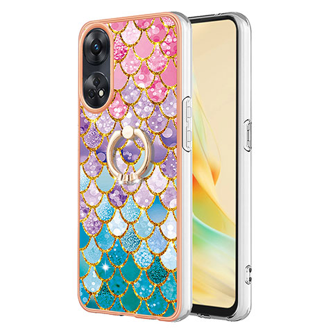 Coque Silicone Motif Fantaisie Souple Couleur Unie Etui Housse avec Support Bague Anneau YB3 pour Oppo Reno8 T 4G Colorful