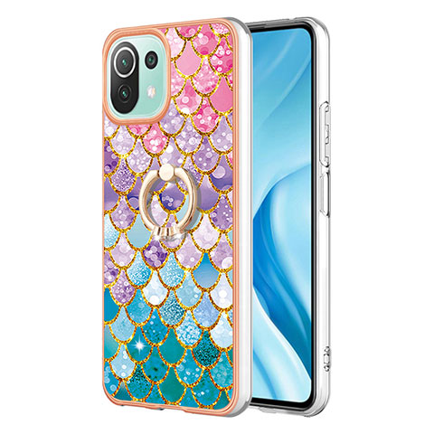 Coque Silicone Motif Fantaisie Souple Couleur Unie Etui Housse avec Support Bague Anneau YB3 pour Xiaomi Mi 11 Lite 5G NE Colorful