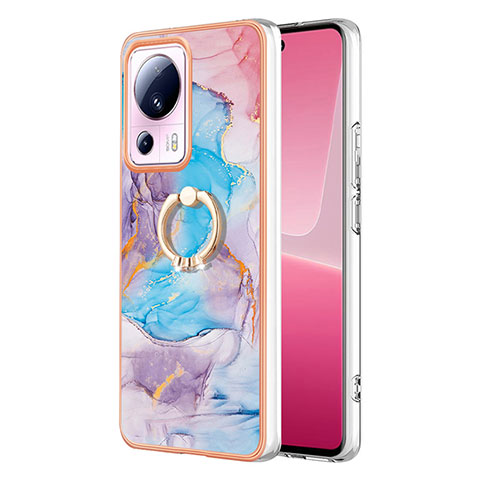 Coque Silicone Motif Fantaisie Souple Couleur Unie Etui Housse avec Support Bague Anneau YB3 pour Xiaomi Mi 12 Lite NE 5G Bleu