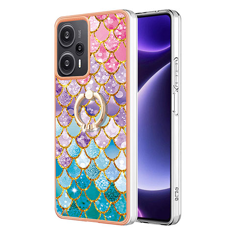 Coque Silicone Motif Fantaisie Souple Couleur Unie Etui Housse avec Support Bague Anneau YB3 pour Xiaomi Poco F5 5G Colorful