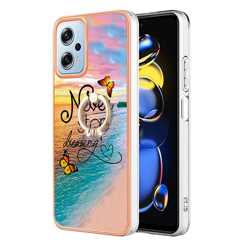 Coque Silicone Motif Fantaisie Souple Couleur Unie Etui Housse avec Support Bague Anneau YB3 pour Xiaomi Poco X4 GT 5G Mixte