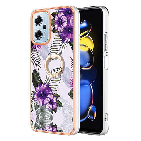 Coque Silicone Motif Fantaisie Souple Couleur Unie Etui Housse avec Support Bague Anneau YB3 pour Xiaomi Poco X4 GT 5G Violet