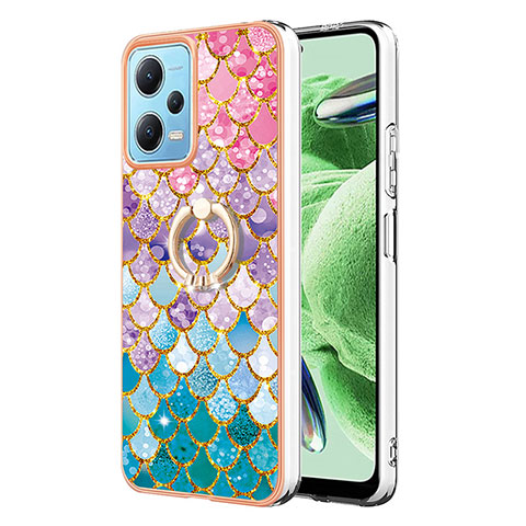 Coque Silicone Motif Fantaisie Souple Couleur Unie Etui Housse avec Support Bague Anneau YB3 pour Xiaomi Poco X5 5G Colorful