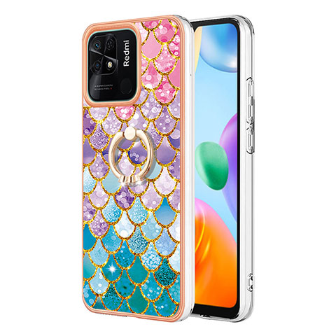 Coque Silicone Motif Fantaisie Souple Couleur Unie Etui Housse avec Support Bague Anneau YB3 pour Xiaomi Redmi 10C 4G Colorful