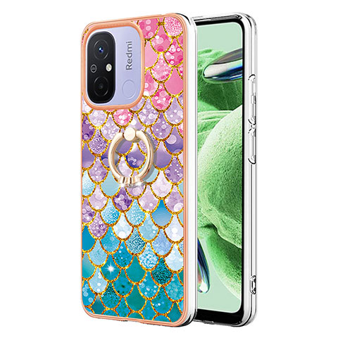 Coque Silicone Motif Fantaisie Souple Couleur Unie Etui Housse avec Support Bague Anneau YB3 pour Xiaomi Redmi 11A 4G Colorful