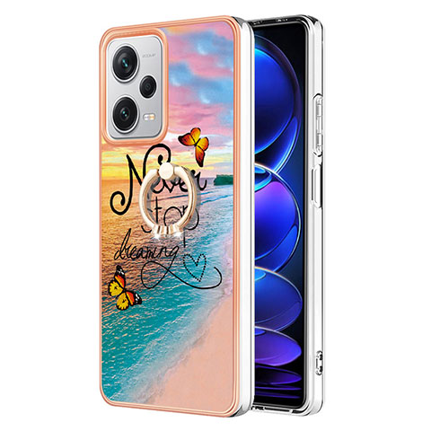 Coque Silicone Motif Fantaisie Souple Couleur Unie Etui Housse avec Support Bague Anneau YB3 pour Xiaomi Redmi Note 12 Explorer Mixte