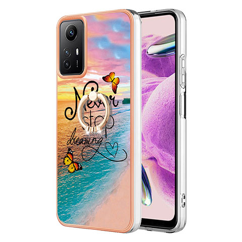 Coque Silicone Motif Fantaisie Souple Couleur Unie Etui Housse avec Support Bague Anneau YB3 pour Xiaomi Redmi Note 12S Mixte