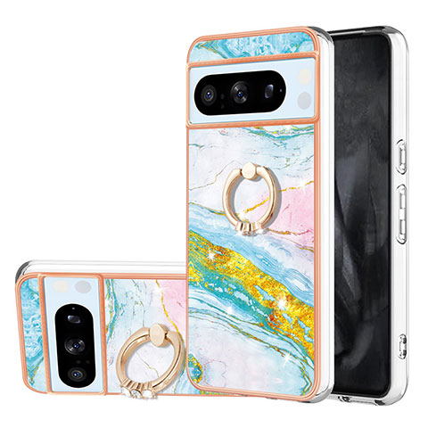 Coque Silicone Motif Fantaisie Souple Couleur Unie Etui Housse avec Support Bague Anneau YB5 pour Google Pixel 8 Pro 5G Colorful