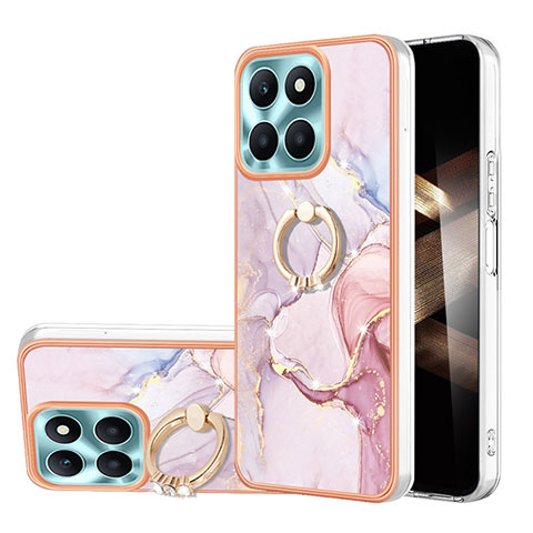 Coque Silicone Motif Fantaisie Souple Couleur Unie Etui Housse avec Support Bague Anneau YB5 pour Huawei Honor X8b Rose