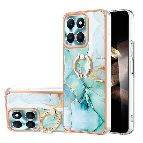 Coque Silicone Motif Fantaisie Souple Couleur Unie Etui Housse avec Support Bague Anneau YB5 pour Huawei Honor X8b Vert