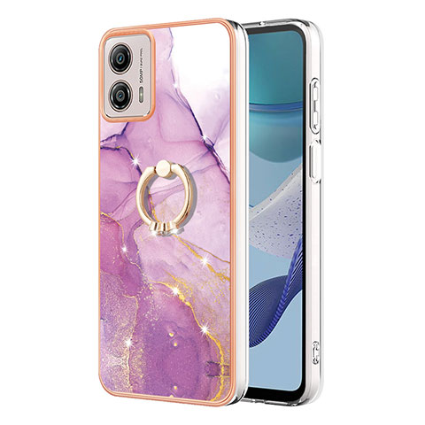 Coque Silicone Motif Fantaisie Souple Couleur Unie Etui Housse avec Support Bague Anneau YB5 pour Motorola Moto G53 5G Violet Clair