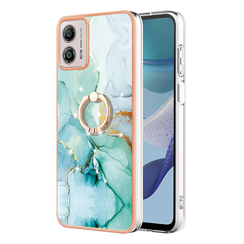 Coque Silicone Motif Fantaisie Souple Couleur Unie Etui Housse avec Support Bague Anneau YB5 pour Motorola Moto G53j 5G Vert